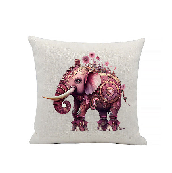 Steampunk Elephant Linen Cushion