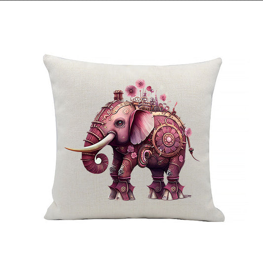 Steampunk Elephant Linen Cushion