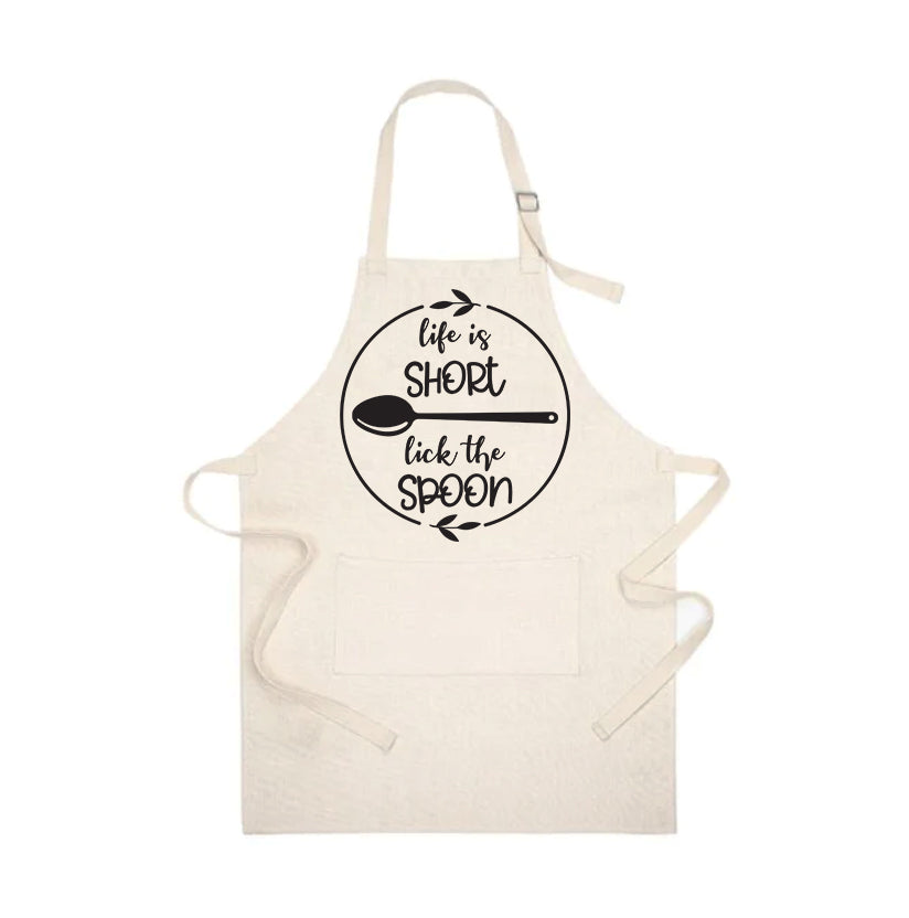 Life Is Short Lick The Spoon Linen Apron