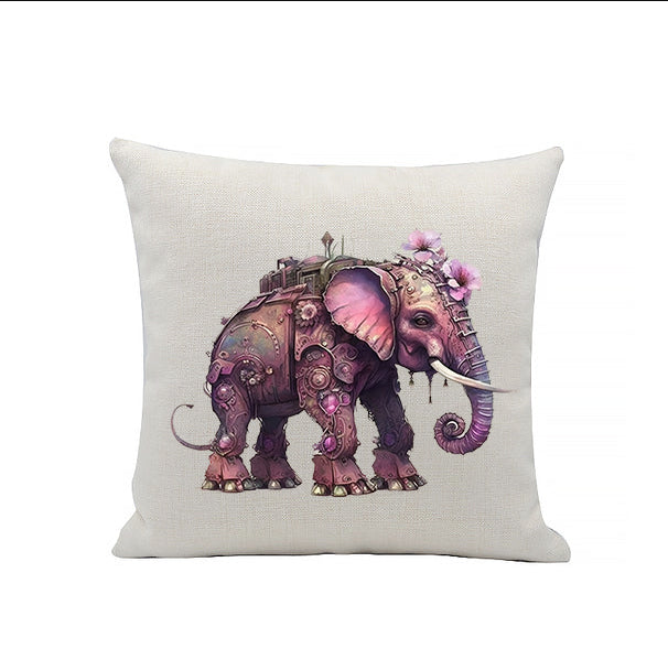 Steampunk Elephant Linen Cushion