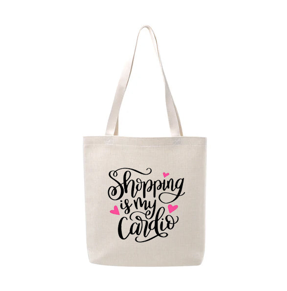 Shopping is my Cardio Linen Tote Shopping Bag