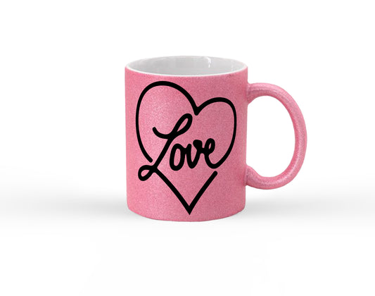 Love in a Heart Glitter Mug