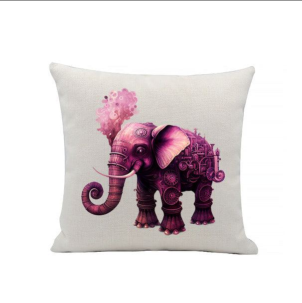 Steampunk Elephant Linen Cushion