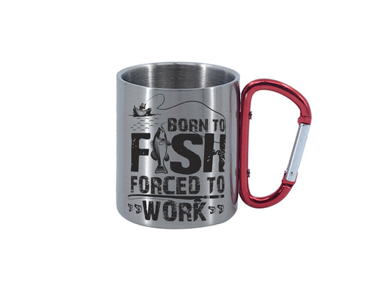 Born to Fish Carabiner Red Handle Mug