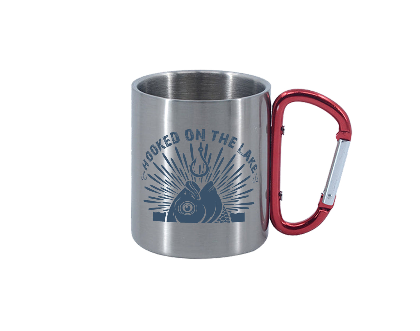 Hooked on the Lake Carabiner Red Handle Mug