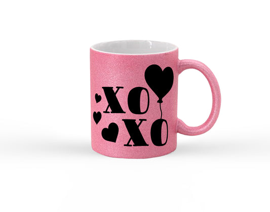 XOXO Heart Balloon Glitter Mug