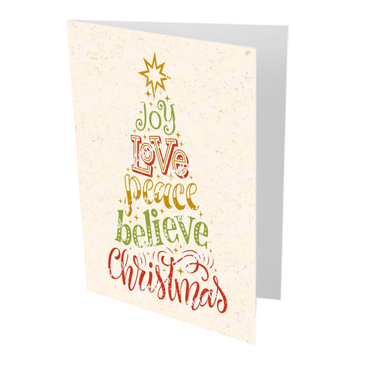 Joy Love Peace Believe Christmas Card