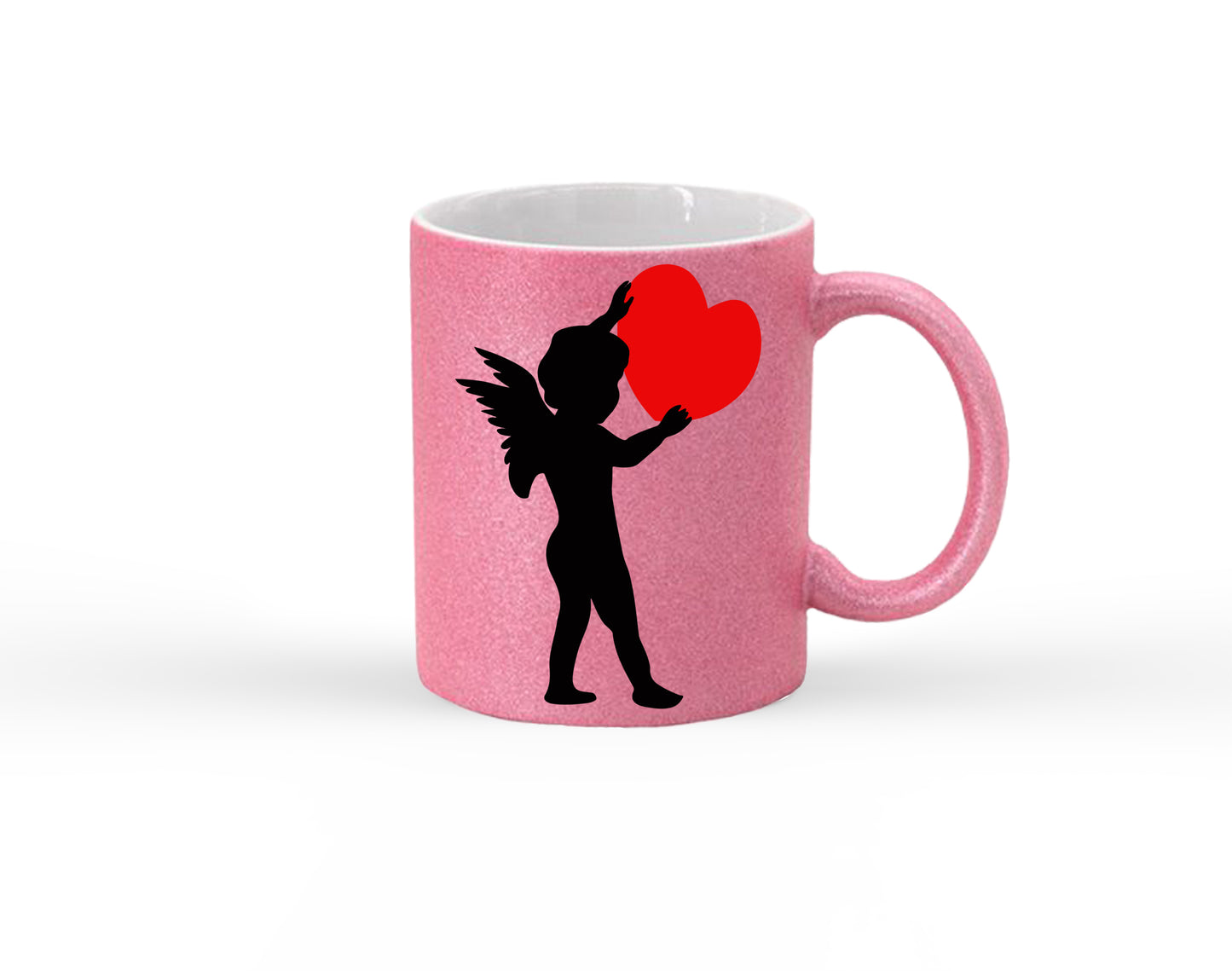 Cupid Red Heart Glitter Mug