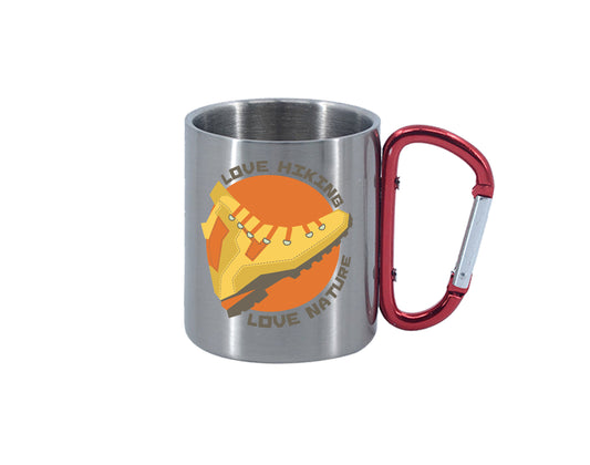 Love Hiking Love Nature Carabiner Red Handle Mug