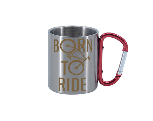 Born to Ride Carabiner Red Handle Mug