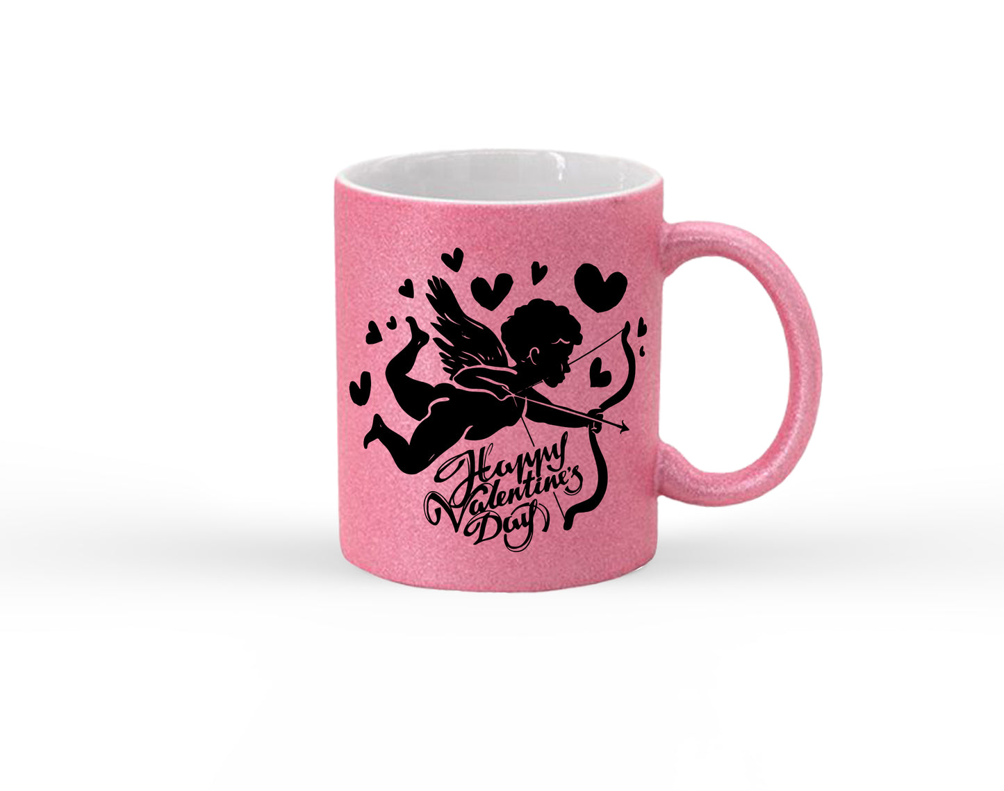 Cupid Happy Valentines Day Glitter Mug