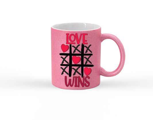 Hearts and Crosses Love Wins Glitter Mug