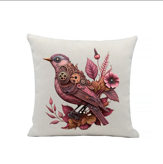 Steampunk Bird Linen Cushion