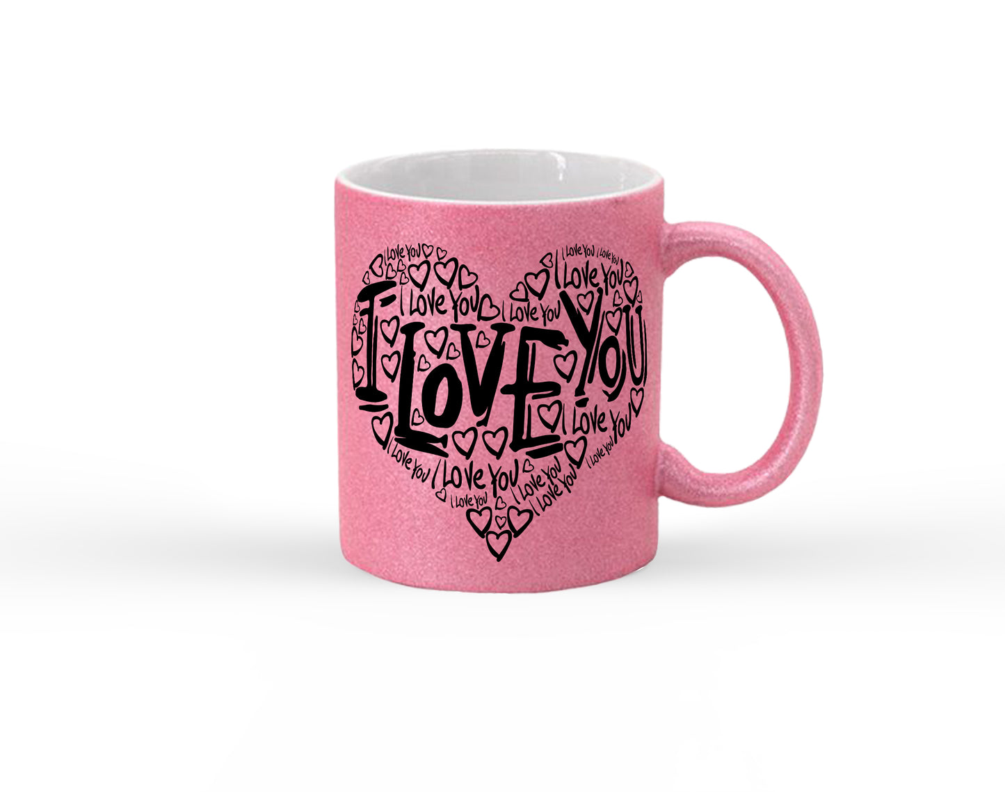 I Love You Heart Glitter Mug