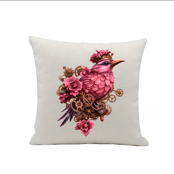 Steampunk Birds Linen Cushion