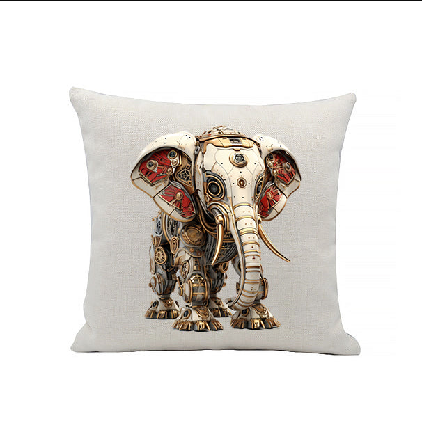 Steampunk Elephant Linen Cushion