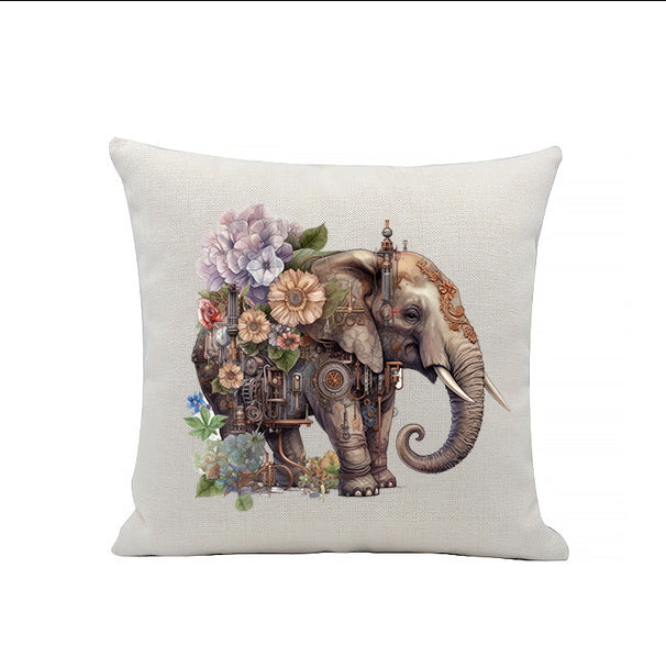 Steampunk Elephant Linen Cushion