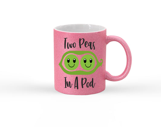 Two Peas in a Pod Glitter Mug