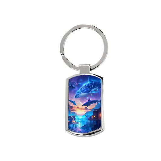 Sharks Oblong Metal Keyring