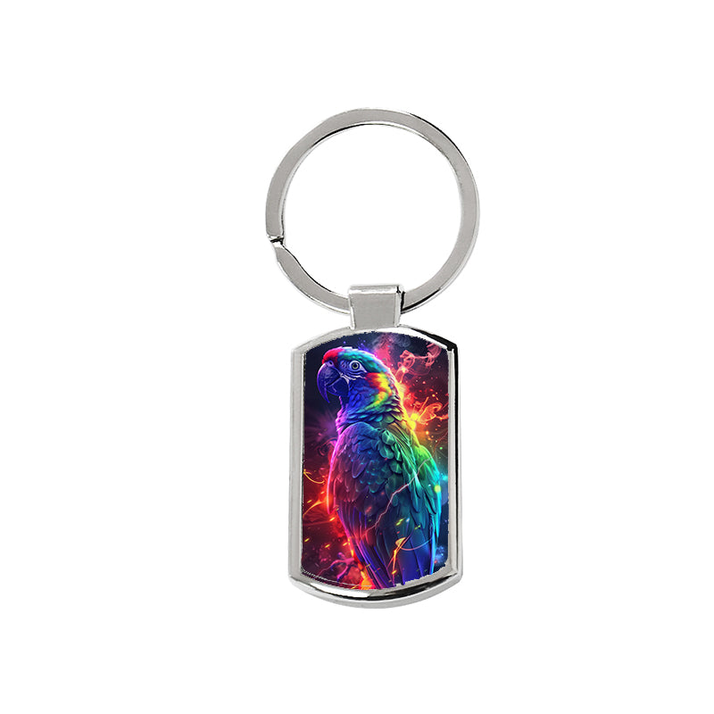 Parrot Oblong Metal Keyring