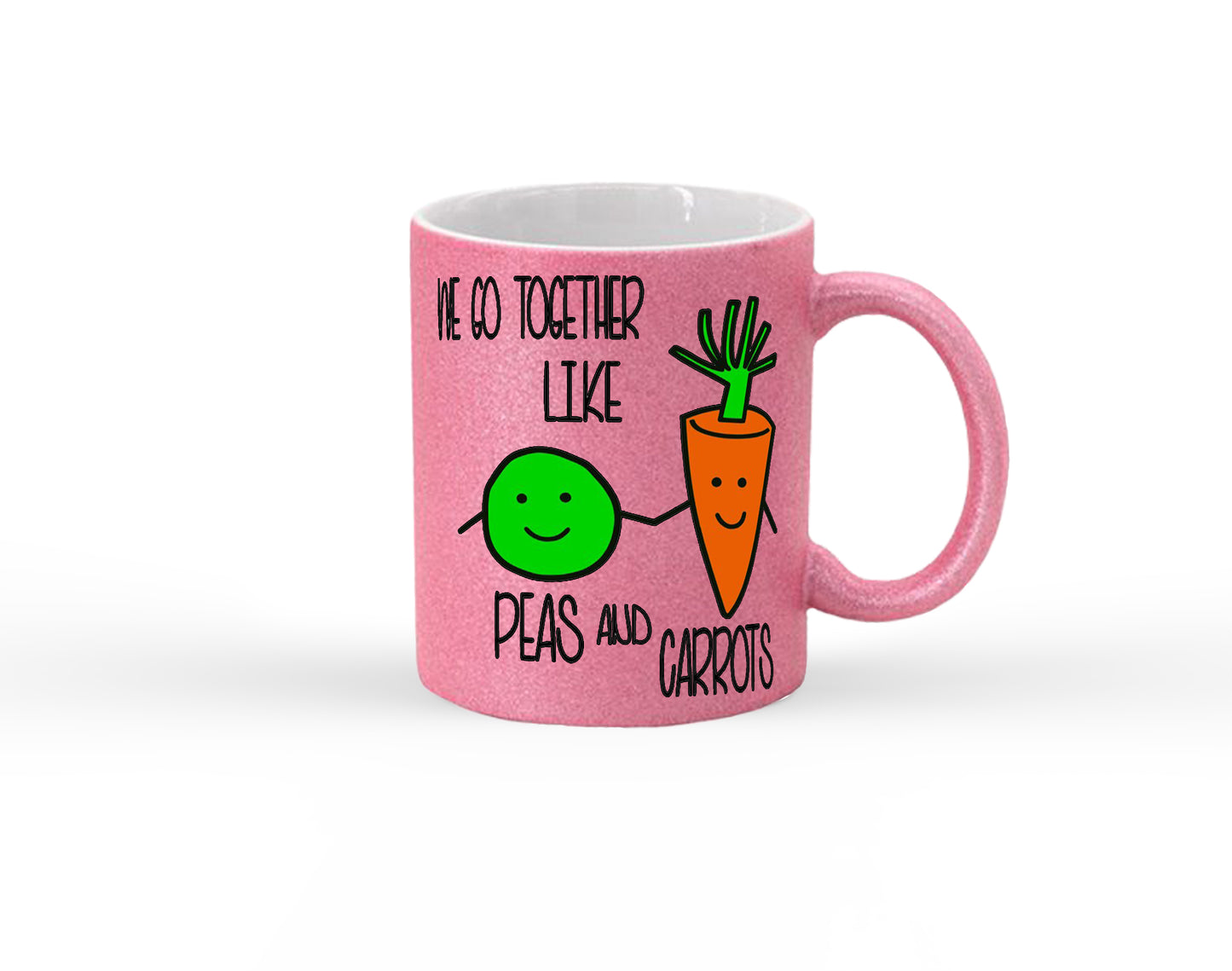 We go Together like Peas and Carrots Glitter Mug