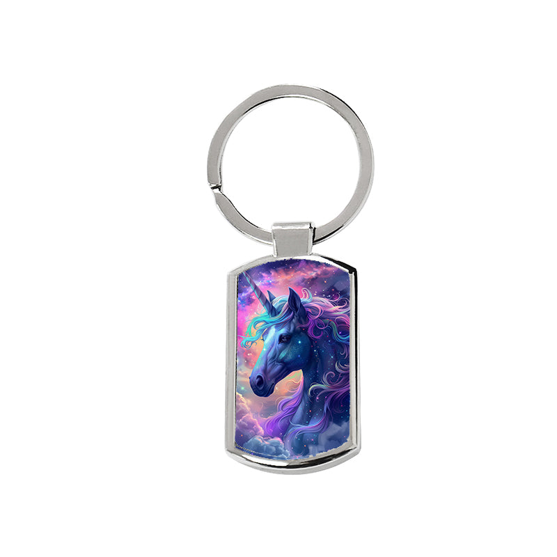 Unicorn Oblong Metal Keyring