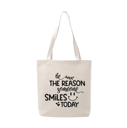 Be the Reason Someone Smiles Today Linen Tote Shopping Bag