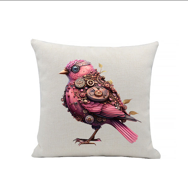 Steampunk Bird Linen Cushion