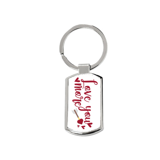 Love You More Oblong Metal Keyring