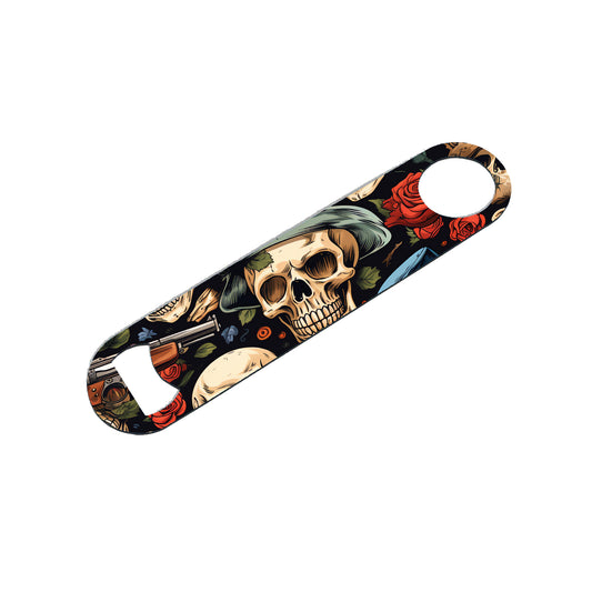 Skull and Rose Metal Bottle Opener