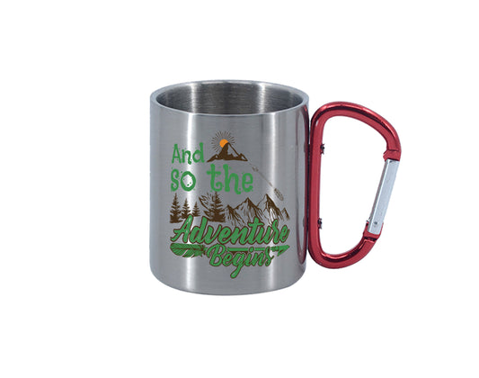 So the Adventure Begins Carabiner Red Handle Mug