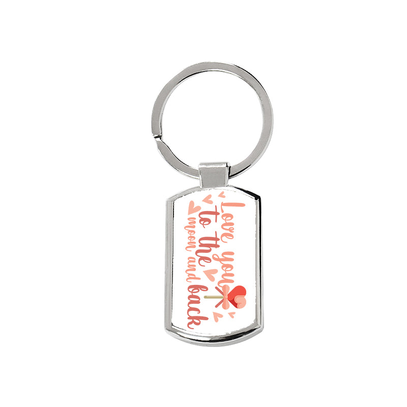 Love You To The Moon Oblong Metal Keyring