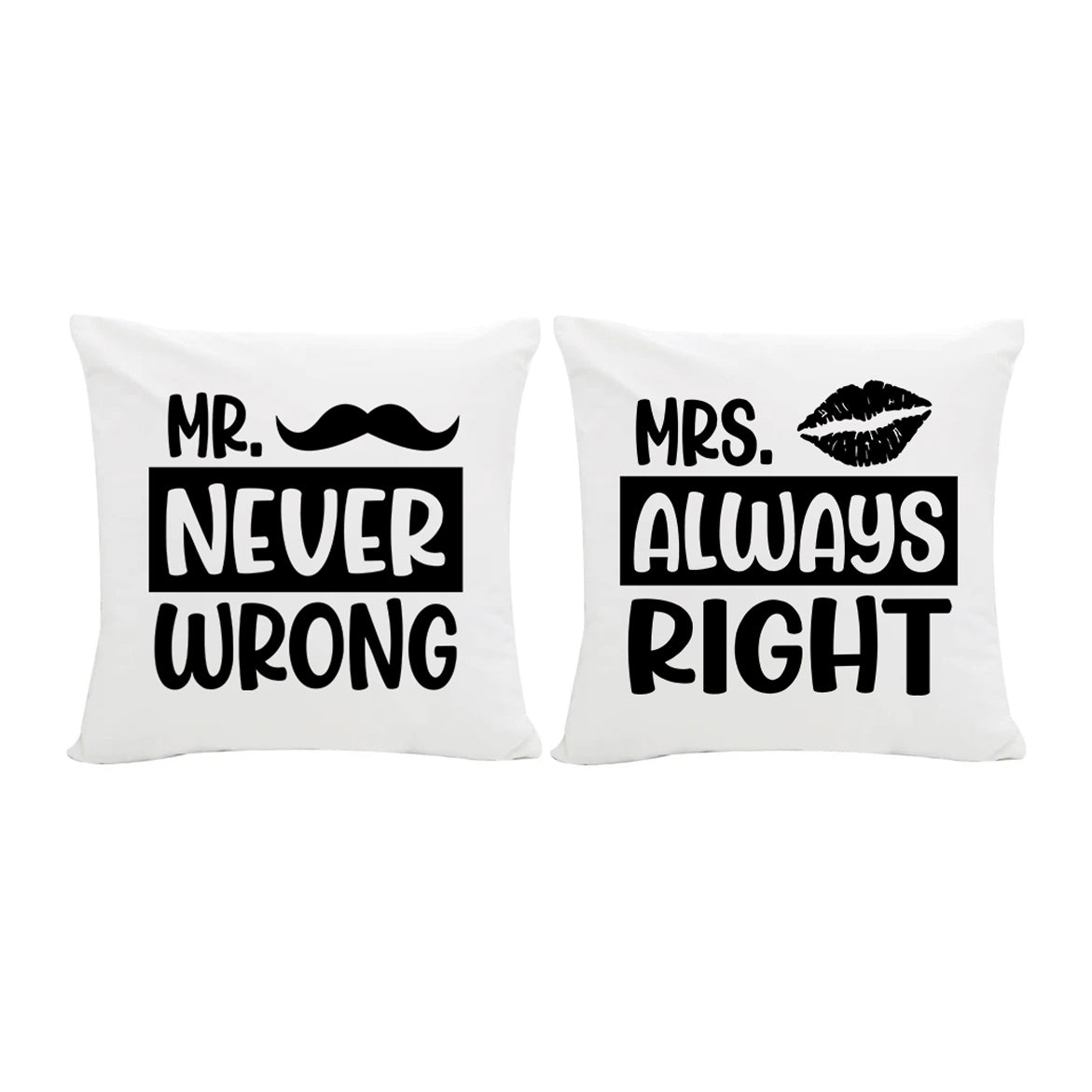 Mr and Mrs Right Soft Cushion Pair