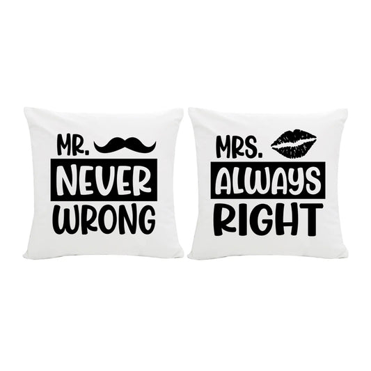 Mr and Mrs Right Soft Cushion Pair