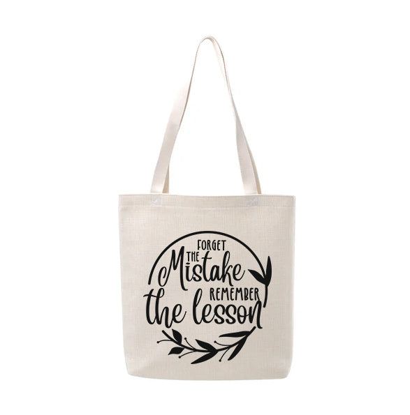 Forget the Mistake Linen Tote Shopping Bag