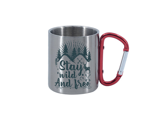 Stay Wild and Free Carabiner Red Handle Mug