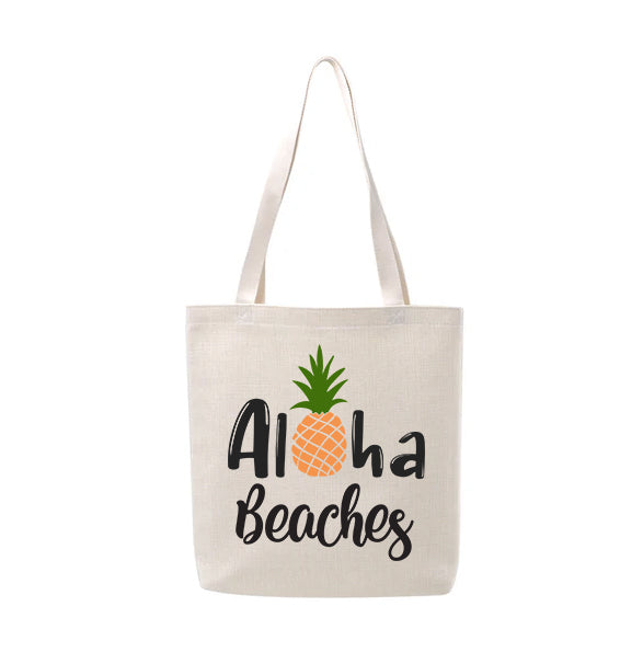 Aloha Beaches Linen Tote Shopping Bag