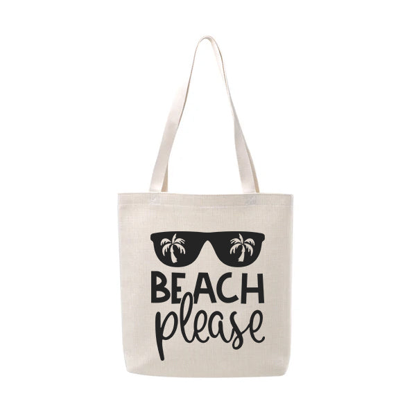 Beach Please Linen Tote Shopping Bag