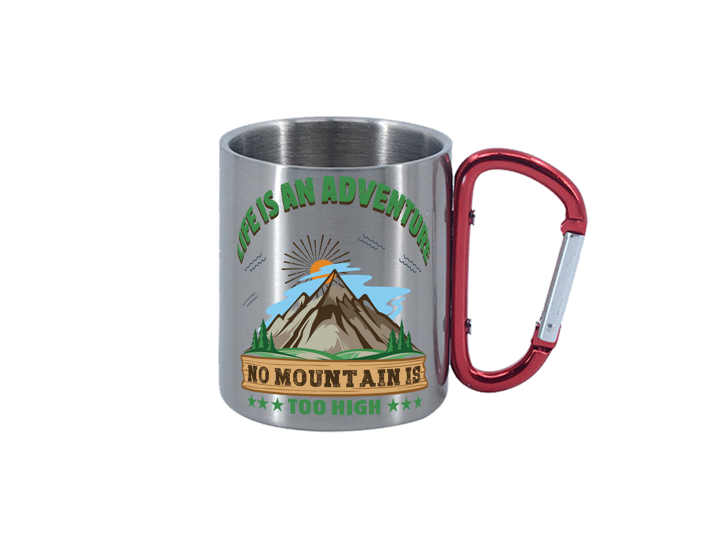 Life is an Adventure Carabiner Red Handle Mug