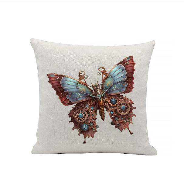 Steampunk Butterfly Linen Cushion