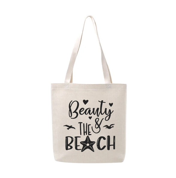 Beauty and the Beach Linen Tote Shopping Bag