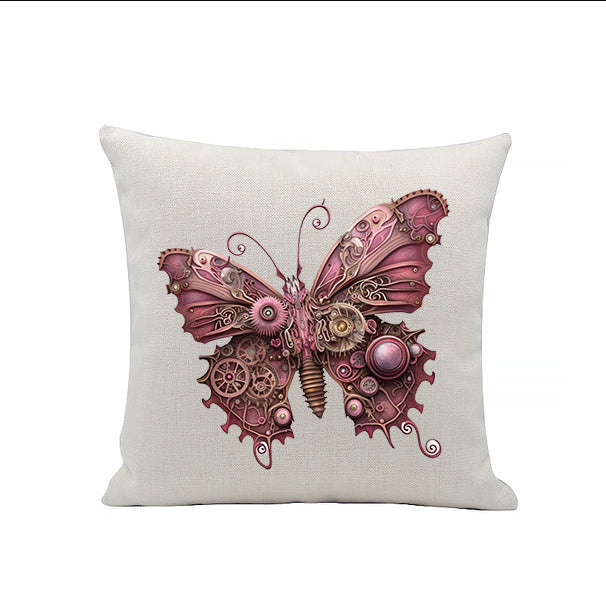 Steampunk Butterfly Linen Cushion