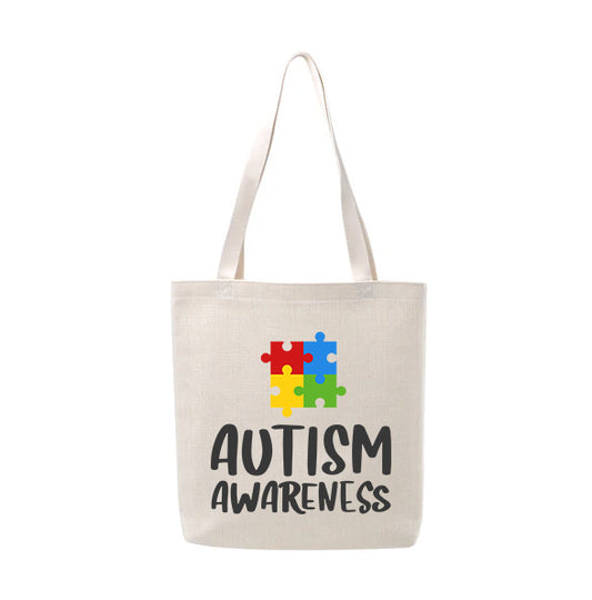 Autism Awareness Linen Tote Shopping Bag