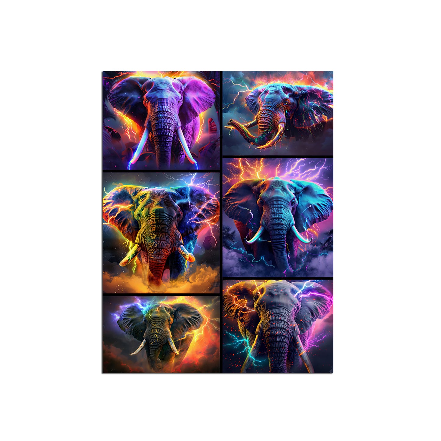 Elephant Collage Metal Wall Art