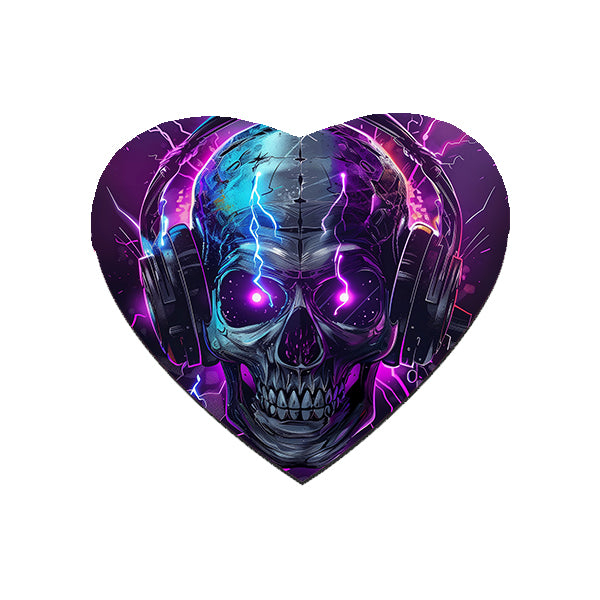 Neon Skull and Headphones Mouse Mat