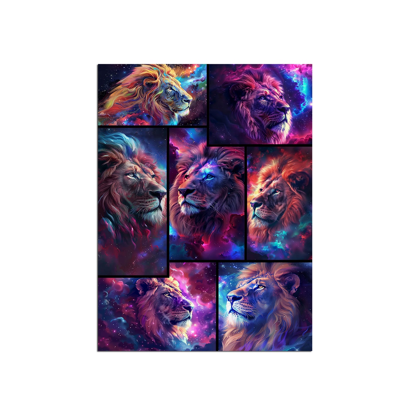 Lion Collage Metal Wall Art