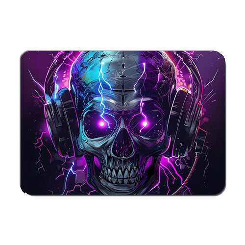 Neon Skull and Headphones Mouse Mat