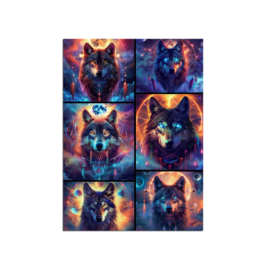 Wolves Collage Metal Wall Art